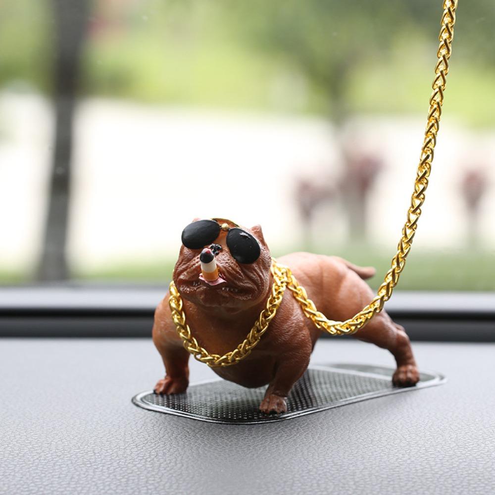 Funny Resin Pitbull Dog Statue Realistic No Base Simulation Dog Wear-resistant Dog Ornaments Car Interior Dashboard Decoration