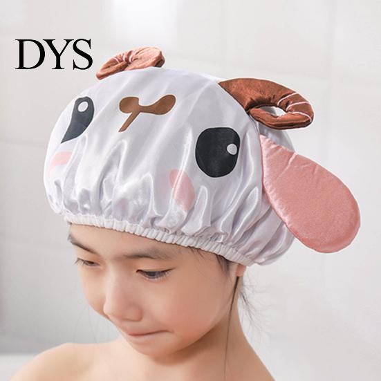 Women Bath Hat Hair Cartoon Design Waterproof Double Layer Elastic Band Ladies Protection Nerdy Koala Cute Kids Bathing Home Supply