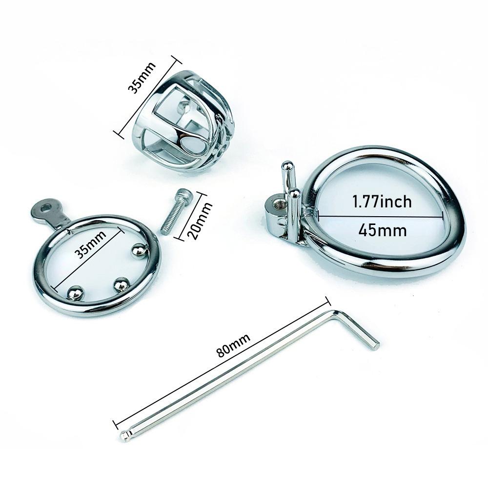 Men's Metal CB Lock Short Penis Lock Chastity Lock with Anti-Disconnection Ring Sex Toys Stainless Steel Cock Rings