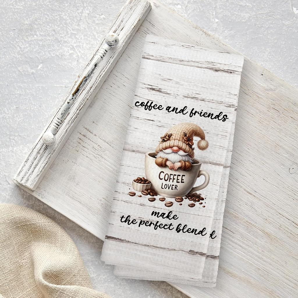 Coffee Kitchen Towels, Coffee-themed Gifts for Women Men Girls, Bar Decor Accessories, 16x24 Inch