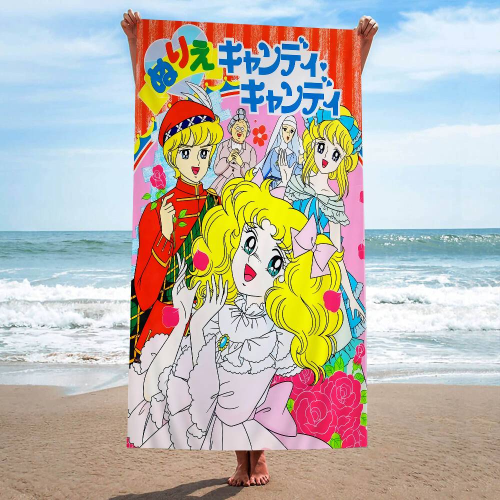 Anime Manga Candy Anime Microfiber Blanket Quick Drying Beach Towels Oversized Printing Super Absorbent Pool Towel Blanket