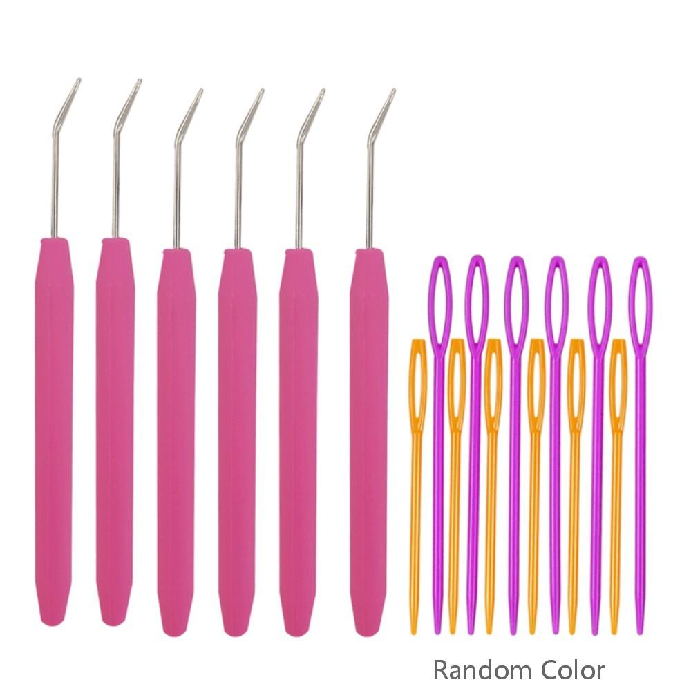 4/6/8PCS Crochet Needle Hooks Kit with Knitting Loom Hooks and Colorful Plastic Sewing Needles Loom Knit Hook Set
