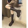 Small man fleece pleated elastic high boots muffin thick-soled thin long boots women's thin retro inverted boots long boots