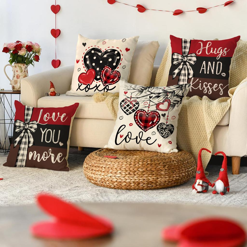 1Pc/4Pcs Valentine'S Day Pillow Cover, Suitable For Valentine'S Day, Wedding Party Decoration Cushion Cover
