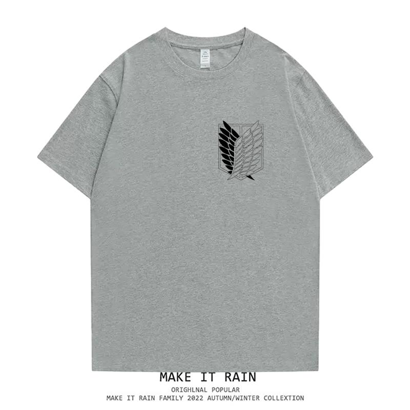 Attack Giant Wings of Freedom Cartoon Anime Oversize High Street Men and Women Short Sleeve T-Shirt Summer