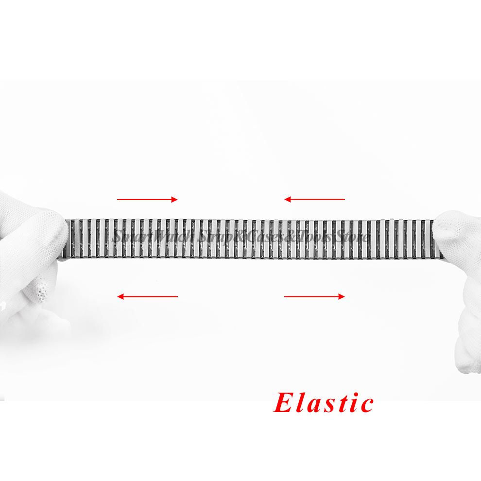 18mm 20mm 22mm Ρυθμιζόμενο Πλάτος Ελαστικός Ιμάντας Επέκτασης Ανοξείδωτο Ατσάλι Λουράκι Ρολογιού Βουρτσισμένο Ασημί Γυναικείο Ανδρικό Βραχιόλι Αξεσουάρ