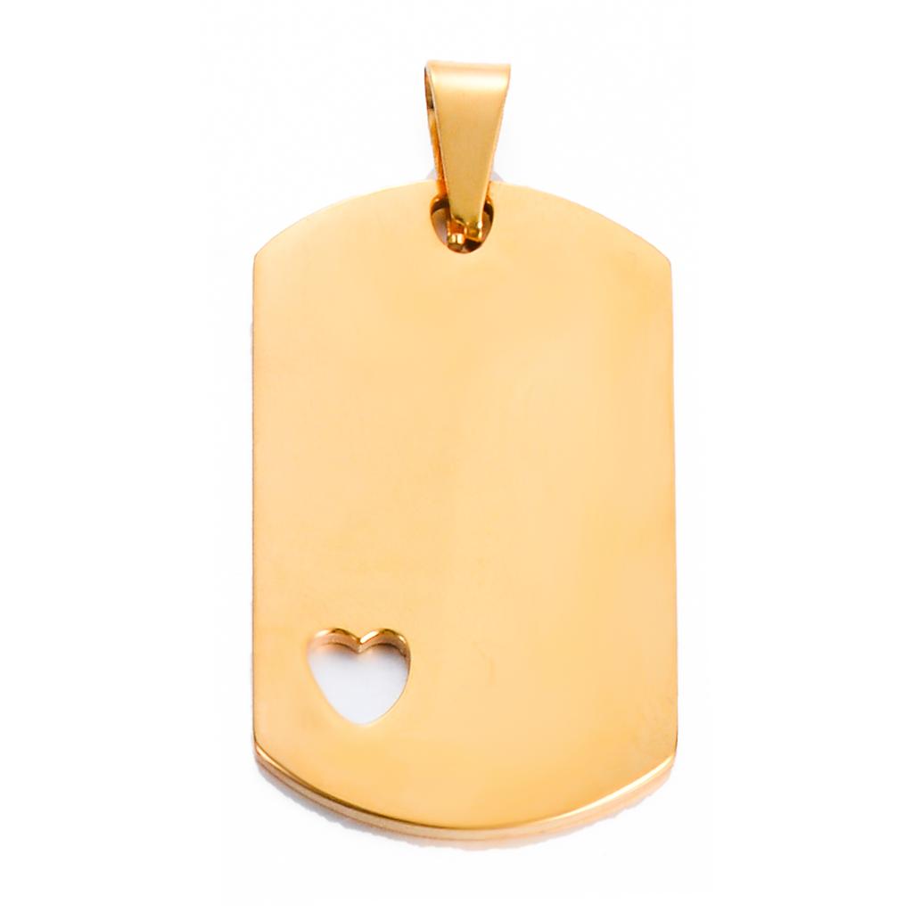5Pcs Wholesale 5 Colors Military Tag Jewelry with heart Stainless Steel Necklace Pendant High Polished Necklace