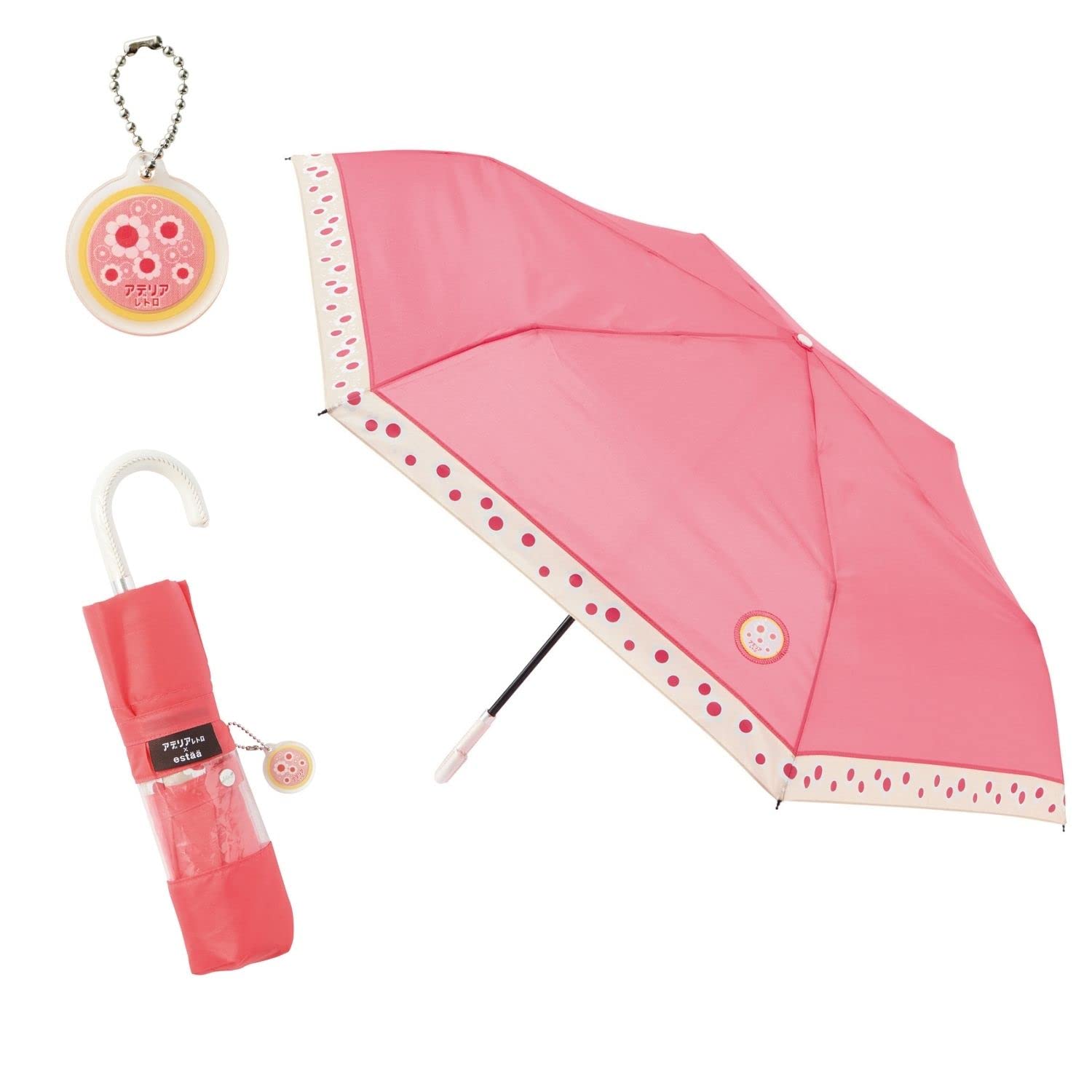 

Collaboration Folding umbrella with charm 54cm 10290 Flower spinning Red [Aderia Retro] [estaa Esta]