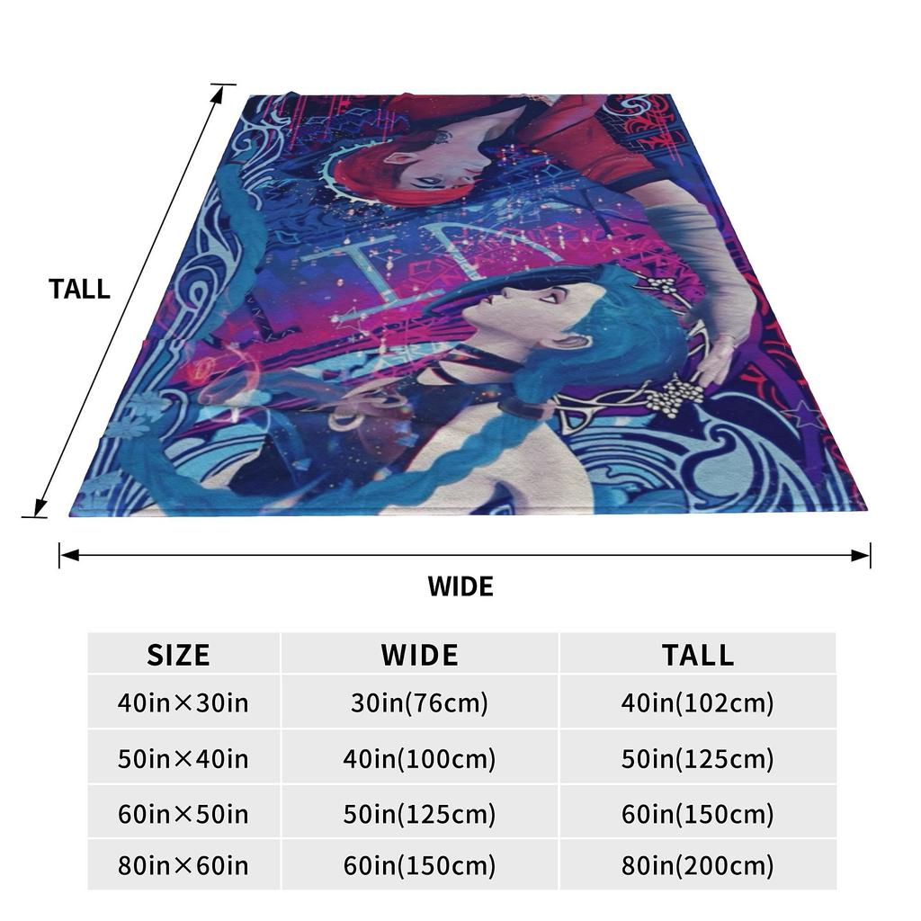Arcane Anime Legends Knitted Blankets Vi Jinx Graffiti Wool Throw Blanket Home Couch Printed Warm Portable Rug Piece