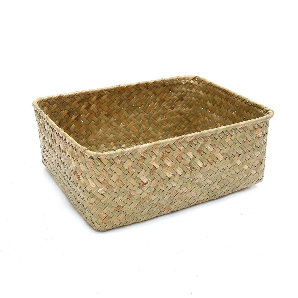 Handgemacht Stroh Trockenblume Frucht Topf Korb Rattan Box Süßigkeiten Kopfhörer Organizer Nützlicher Aufbewahrungskorb Cesto Panier De Rangement