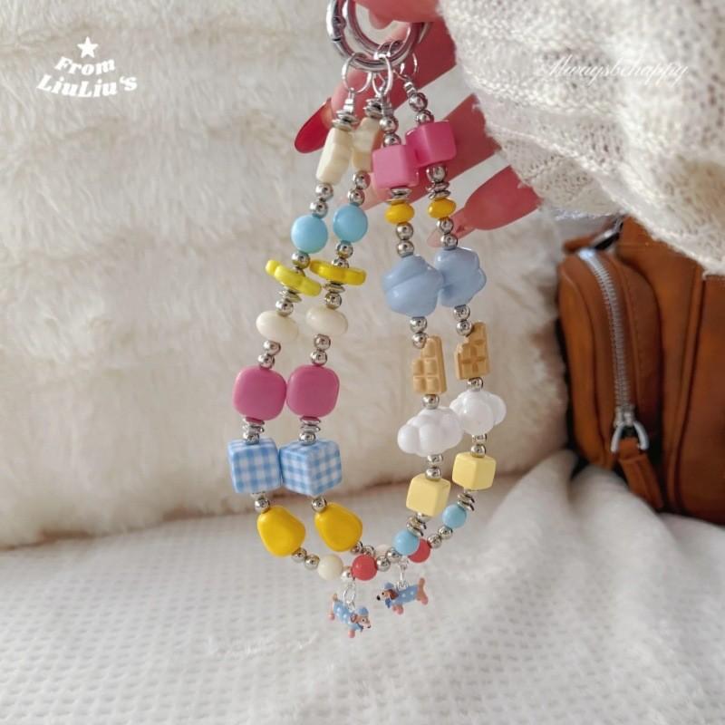 Cartoon Dachshund Phone Chain With Beaded Pvc Strap For Cute Mobile Accessories
