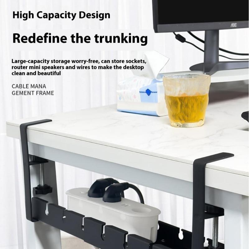 Heavy Duty Retractable Cable Organizer Tray - Iron Under Desk Cord Management for Office Home