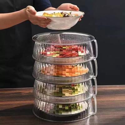Clear Plastic Food Cover with Handle Universal Dome Lid for Pots Pans Dishes Dustproof Stackable Multi-Purpose Kitchen Accessory for Home Buffet