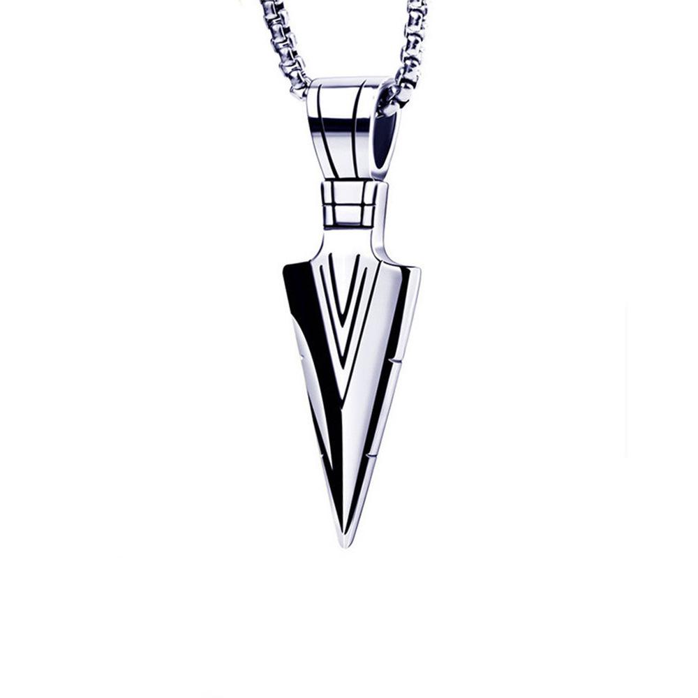 High-End Arrow Necklace for Men and Women, Stainless Steel Pendant with Short Dragon Bone Chain, Retro Jewelry.