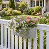 Set of 2 Hanging Flower Pots, Planters with Drainage System, Hole, Hooks, 42 x 16 x 15 cm, Light Gray