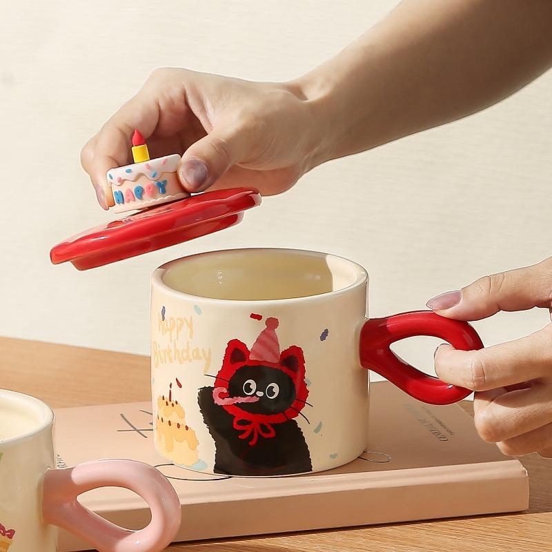 Cute Cartoon Cat Ceramic Mug, Couple Water Cup, High-value Gift Box, Souvenir, Birthday Gift, Breakfast Cups