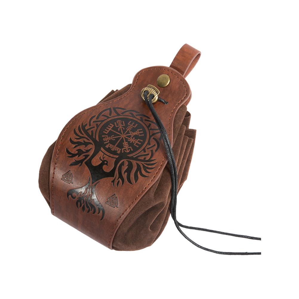 Artificial Leather Dice Bag Tray Design Viking Style Vintage Medieval Drawstring Pouch For D&D Role Playing Rpg Game Coin Purse Set