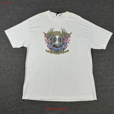 Hot Leathers T Shirt Mens XL White Legends Live Where Soar Bald Eagle Vintage Washed Fashion Designer Clothes Slightly