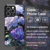 Elegante Custodia in Vetro Temperato con Motivo Floreale di Peonia Bianca per iPhone 17 16 Pro Max 15 14 13 12 11 Mini XS XR 7 8 14Plus Cover