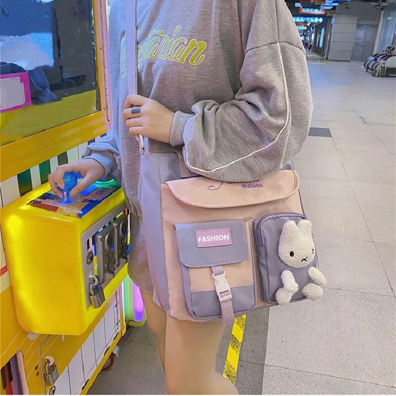 Borse Messaggero da Scuola da Donna per Donna Borsa a Mano Ragazze Adolescenti Cartone Animato Tela Borsa a Spalla Impermeabile Nylon Borse Tote Cartelle