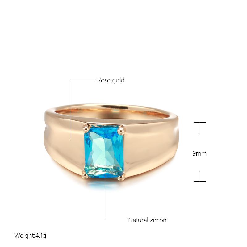 Dámský prsten Kinel Blue Square Zirkon Rose Gold Barva