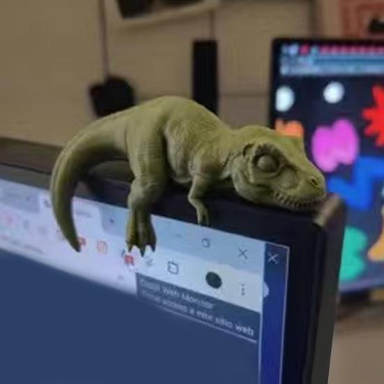 Yousheng Funny Dinosaur Ornaments, Decorative Lying Dinosaur Figurine, 3D Computer Monitor Dinosaur Ornament for Home Office