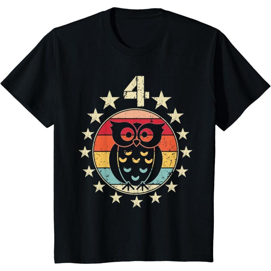 

Kids Owl Birthday 4 Year Old Boy Girl Owl 4th Birthday T-Shirt XXXXXL чорний