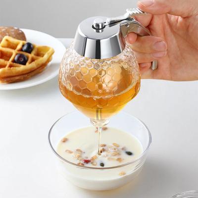 200ML Plastový/Skleněný Dávkovač Medu Bez Odkapávání Dávkovač Sirupu se Stojanem Láhev na Olej Ocet Nádoba na Med Vařící Nástroj Kuchyňské Gadgety