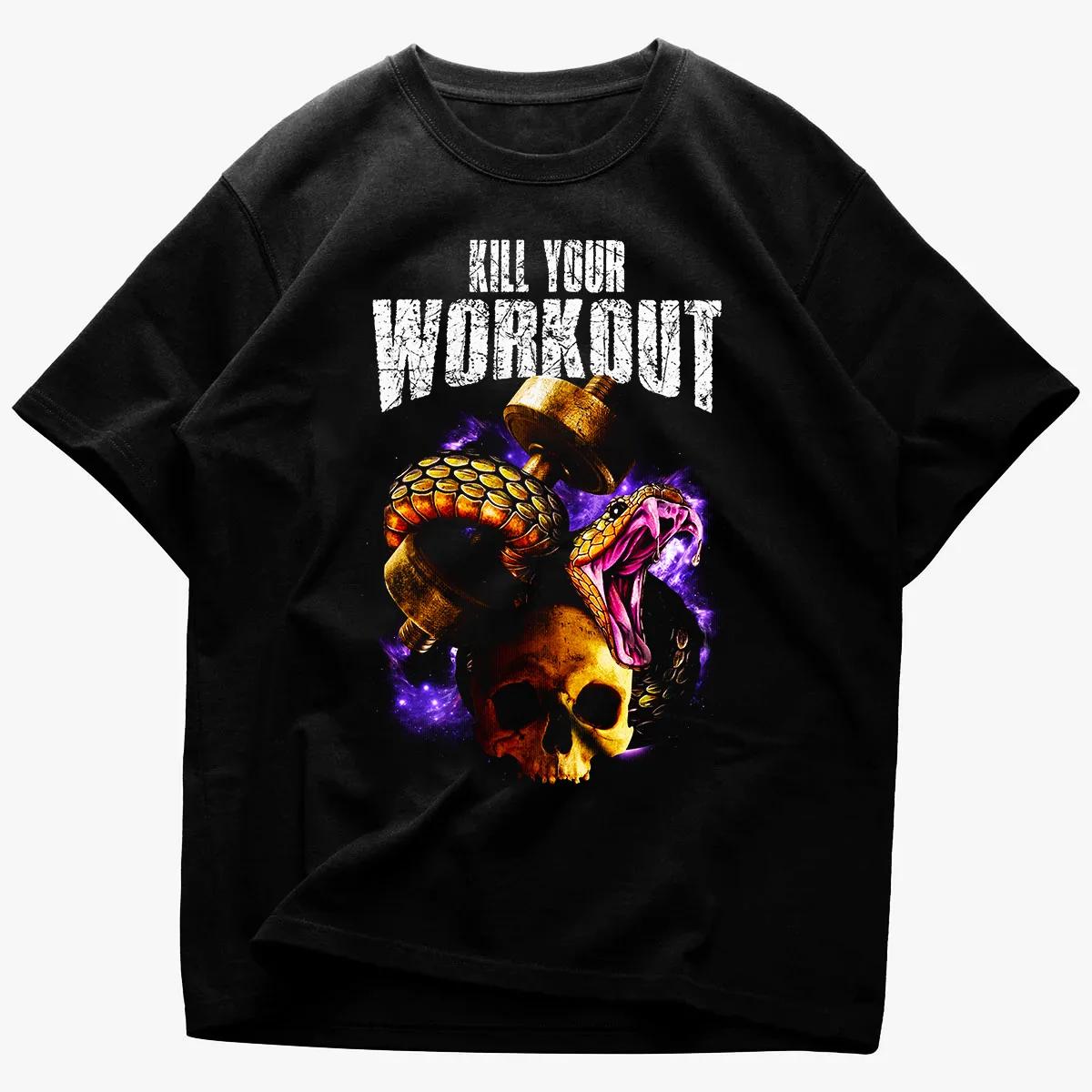 

Skull Snake Pure Cotton TShirt Vintage Gothic Men Fitness Muscle Black Color Shirt Streetwear Style - Men s Summer Cotton Gra... S разноцветный
