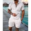 2025 summer men's 3D digital printing short-sleeved polo fashion sports and leisure suit foreign trade men's solid color