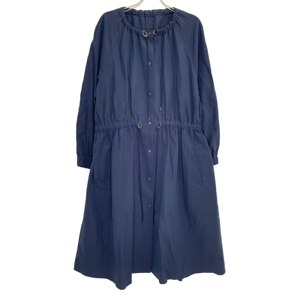 Saqui 20Stainless Steel Navy Gathered Collarless Spring Coat Coat 38 NavyUsed