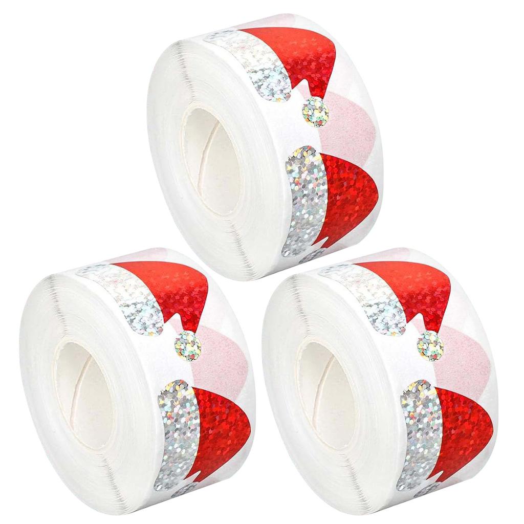 1/2/3 Roll Xmas Hat Stickers Waterproof Packaging Seal Stickers For Holiday Card Envelope Log Decoration Present Label Christmas