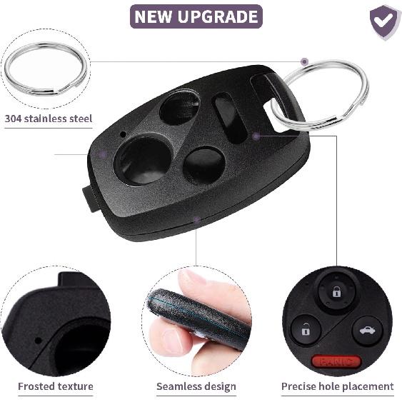 2 Pack Key Fob Shell Replacement for Honda Accord 2003-2012 / Civic EX 2006-2013 / Pilot 2009-2015 / CR-V 2005-2006 4 Button Car Keyless Entry Remote