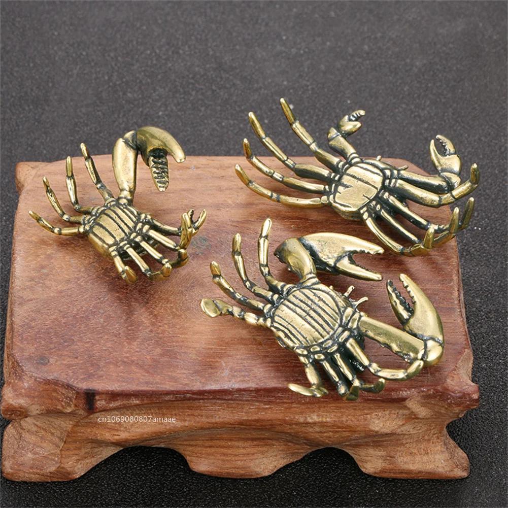 1pc Mini Pure Brass Crab Figurines Mini Animal Statue for Office Desk Living Room Antique Animal Miniature Figurines Home Decor