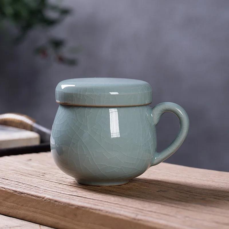 330ml Longquan Celadon Filter Tea Separator Cup Traditional Tea Mug with Infuser Household Tea Soaking Office Water Cup Cafes