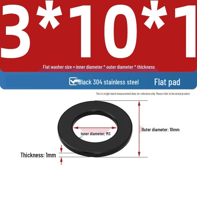 Ultra-Thin Black Zinc-Plated Stainless Steel Flat Washer (M2-M20)