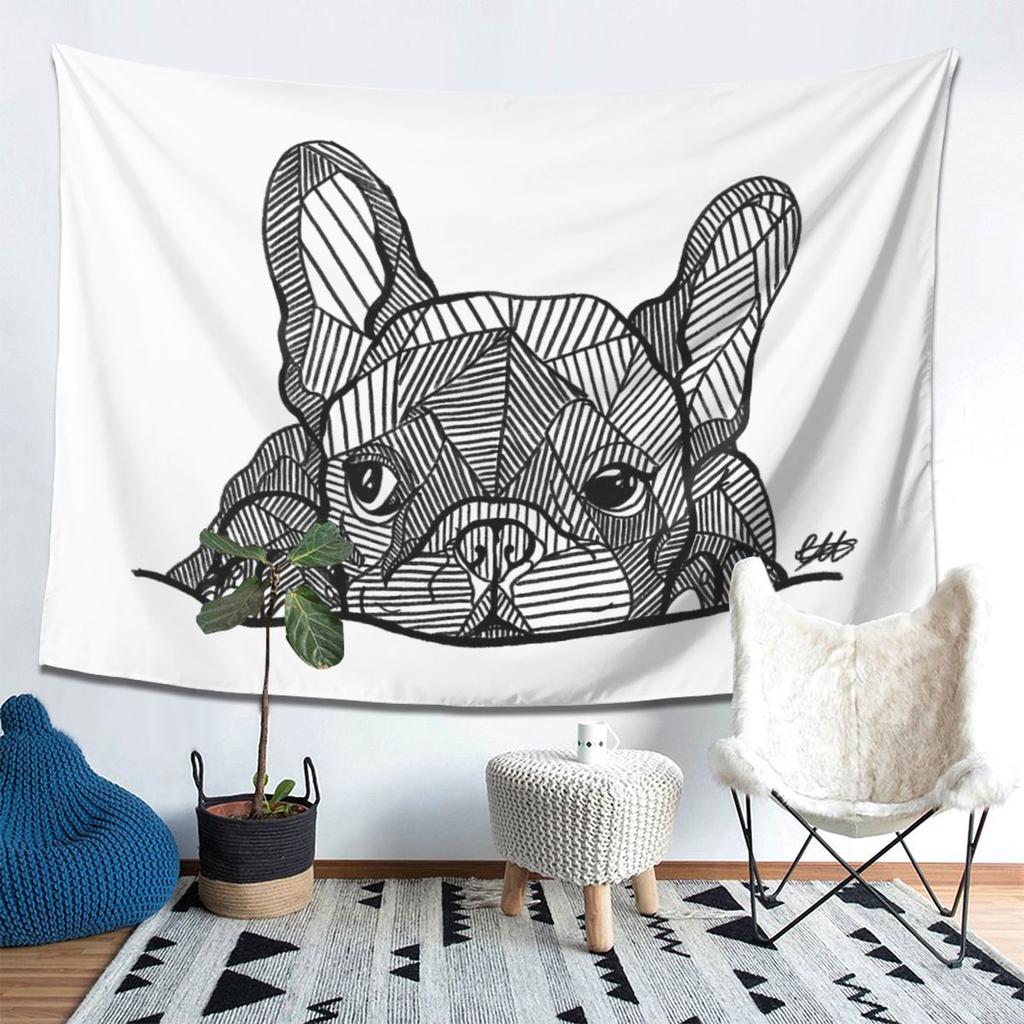 French Bulldog Puppy Tapestry Decor Art Aesthetic Tapestries for Living Room Bedroom Home Wall Cloth Wall Hanging