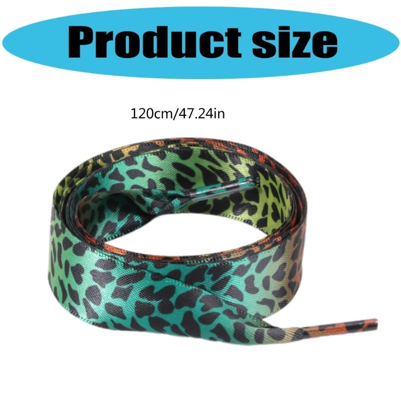 Silk Like Leopard Print Tie Dyeing Shoelaces For Sneakers Boot 120cm Length Shoe Strings Fashion Footwear Accessory