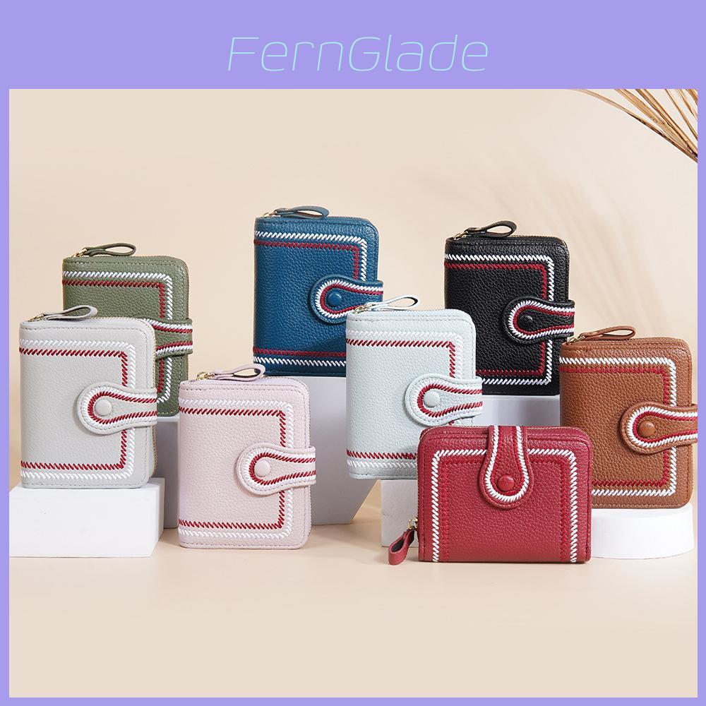 Womens Short Wallet With Zipper Closure And Embroidered Design For Daily Use
