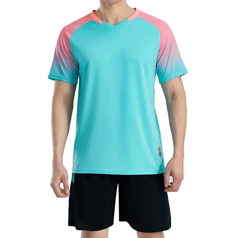 Soccer Jersey Set for Men Soccer Tracksuit Jersey Kit Quick Drying Breathable Man Children Team Training Football Uniform