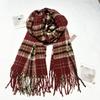 New Autumn and Winter Imitation Cashmere Knitted Wool Warm Plaid Series Scarf Women's Long Thickened Simple Tassel Scarf