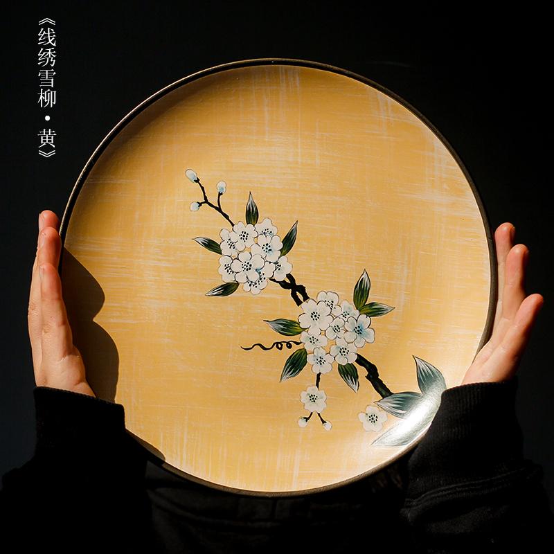 Hanging Dish Ceramic Painted New Chinese Desktop Study Wine Cabinet Ornaments Home Living Room Creative Wall Hanging Decoration
