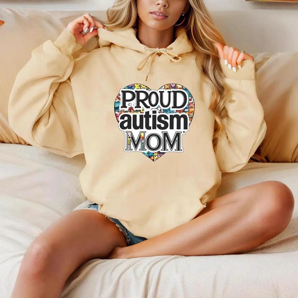 Heart & Letter Winter Hoodie - Loose Fit, Long Sleeve, Fashion Pullover