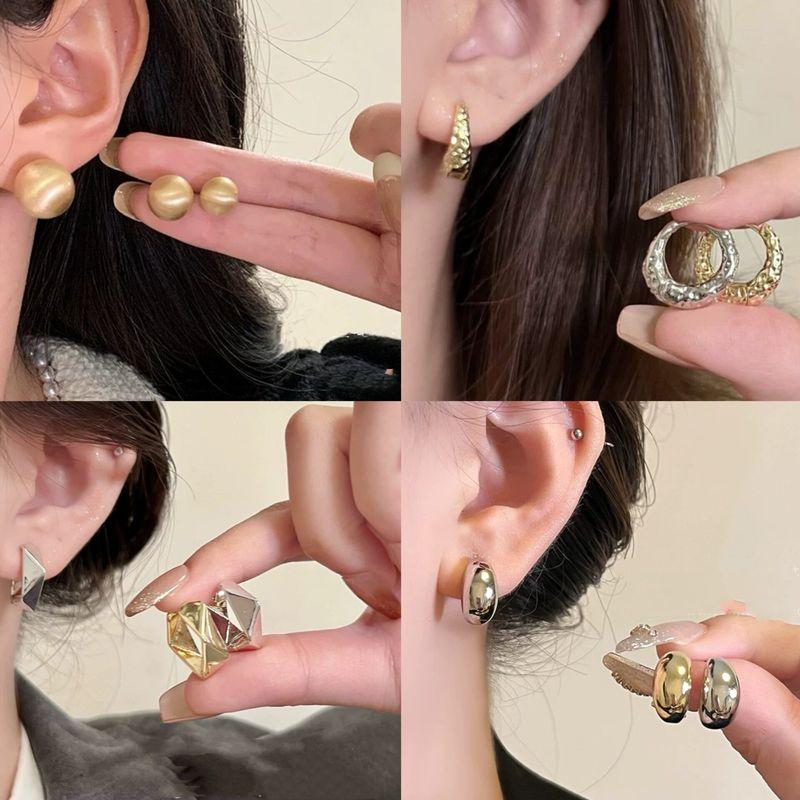 Fashion Multilayer Ring C- Shaped Stud Earrings for Women Minimalist Minority Design Earrings Fashionable Earrings Accessible Luxury Fancy