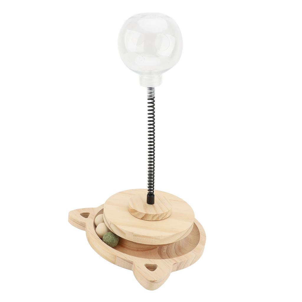 Interactive Cat Feeder Toy Wood Ball Base Reduce Depression Exercise Intelligence Cat Treat