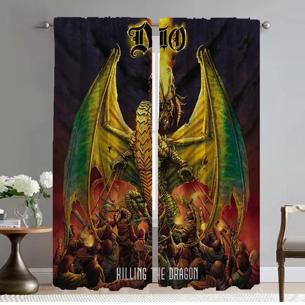 Elegant Room Curtains for Living Room Rock-DIO Blackout Curtain Partition Shades Tulle for Bedroom Halloween Decoration Kitchen