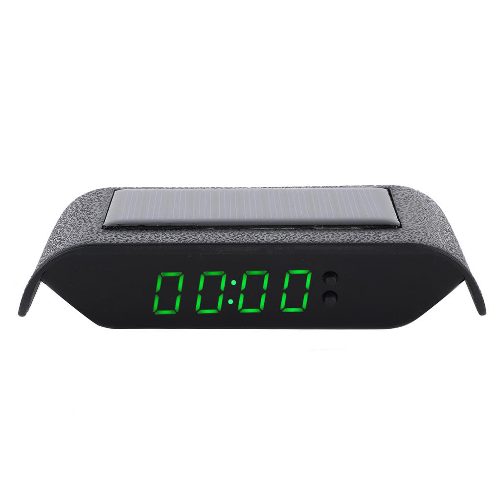 Car Digital Clock Auto Truck Solar Powered Time Date Temperature LCD Display Wiring FreeGreen Light