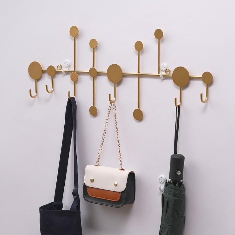 Metal 5/6 Hooks Rack Wall Mounted Towel Clothing Hanging Stand Door Hook Entryway Kitchen Utensil