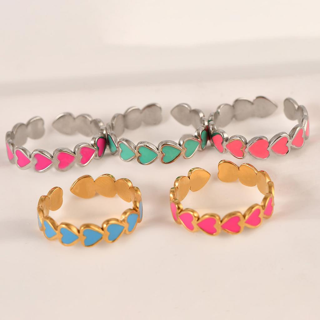 New European and American color dripping oil love arrangement opening design rules show ring