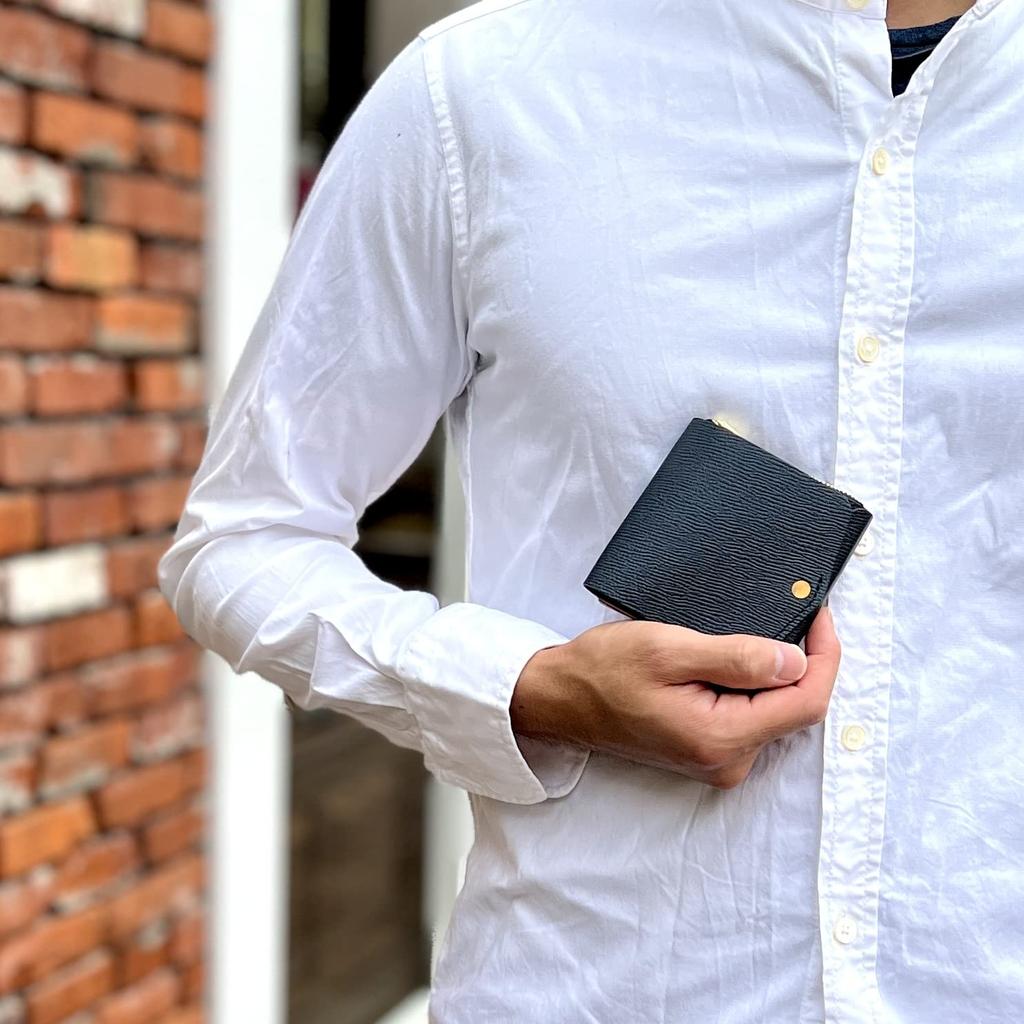 [moku] Small and Thin Wallet Saku Ver.3 Plus In Noblesse Calf Leather, Unisex (Men's and Women's), Genuine Leather Compact Wallet, Slim and Small,